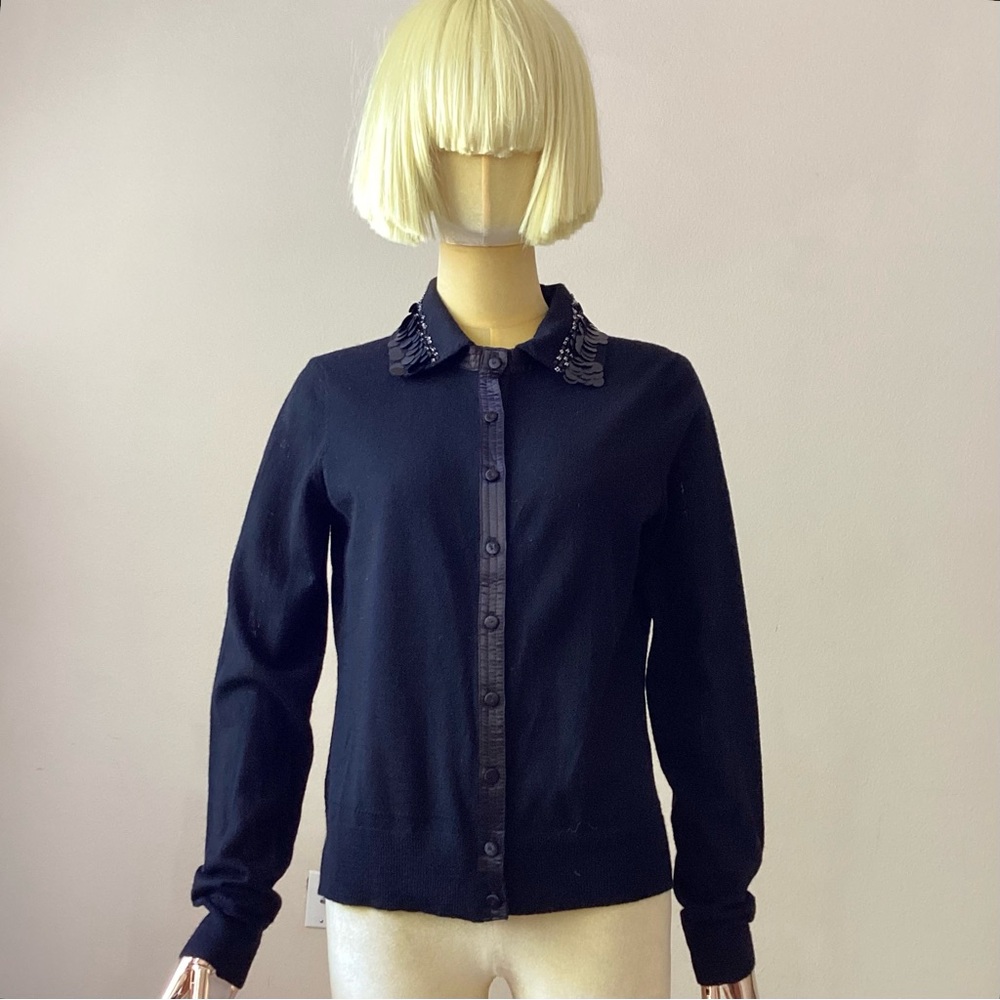 Worth Black Cashmere Cardigan Sweater SZ M
